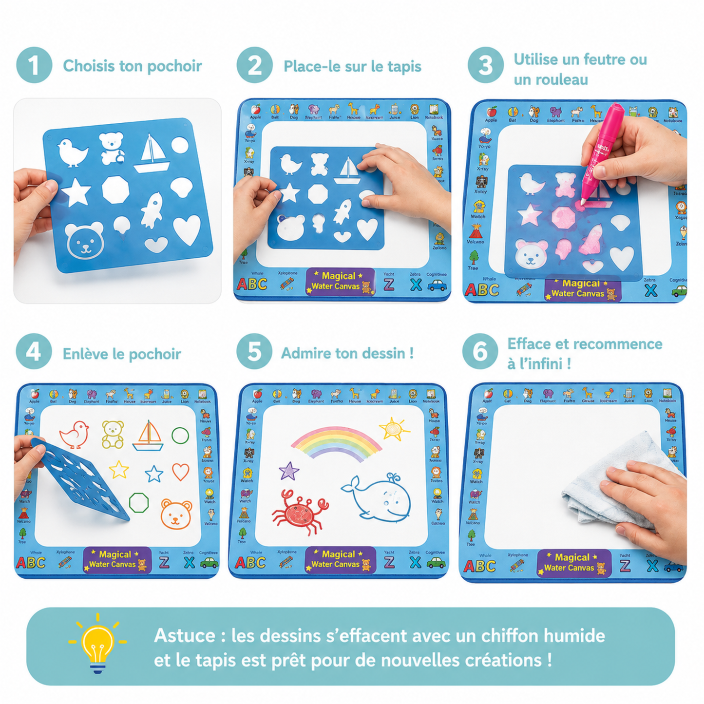 Tapis magique avec son kit créative complet